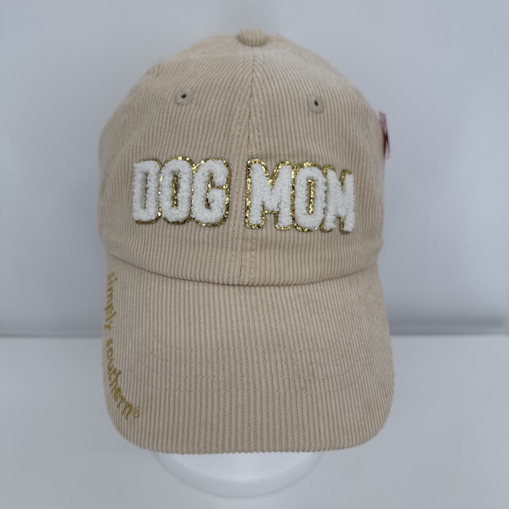 SIMPLY SOUTHERN Sparkle Puff Letter DOG‎ MOM Corduroy Baseball Cap Hat NEW